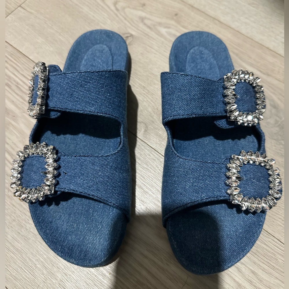 Mystique Denim Slide Sandals size 7
